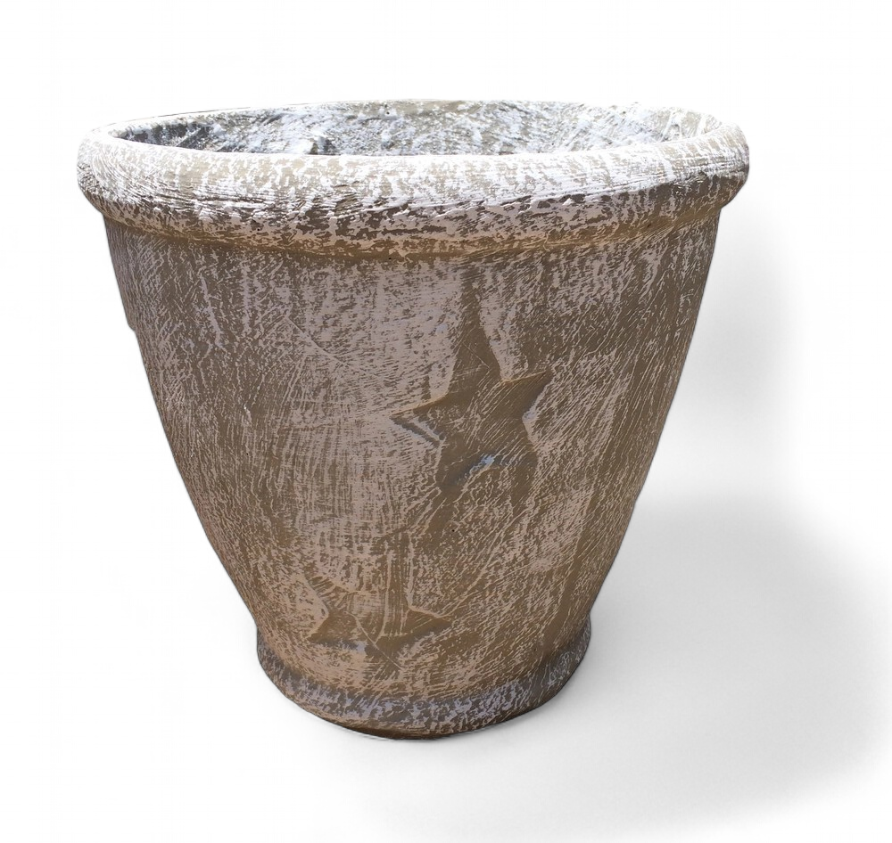 Star Pot Medium Whitewash Finish - H300mm x W285mm - 6.6kg