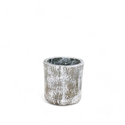 Cylinder Pot Small Whitewash Finish - H200mm x W200mm - 3kg