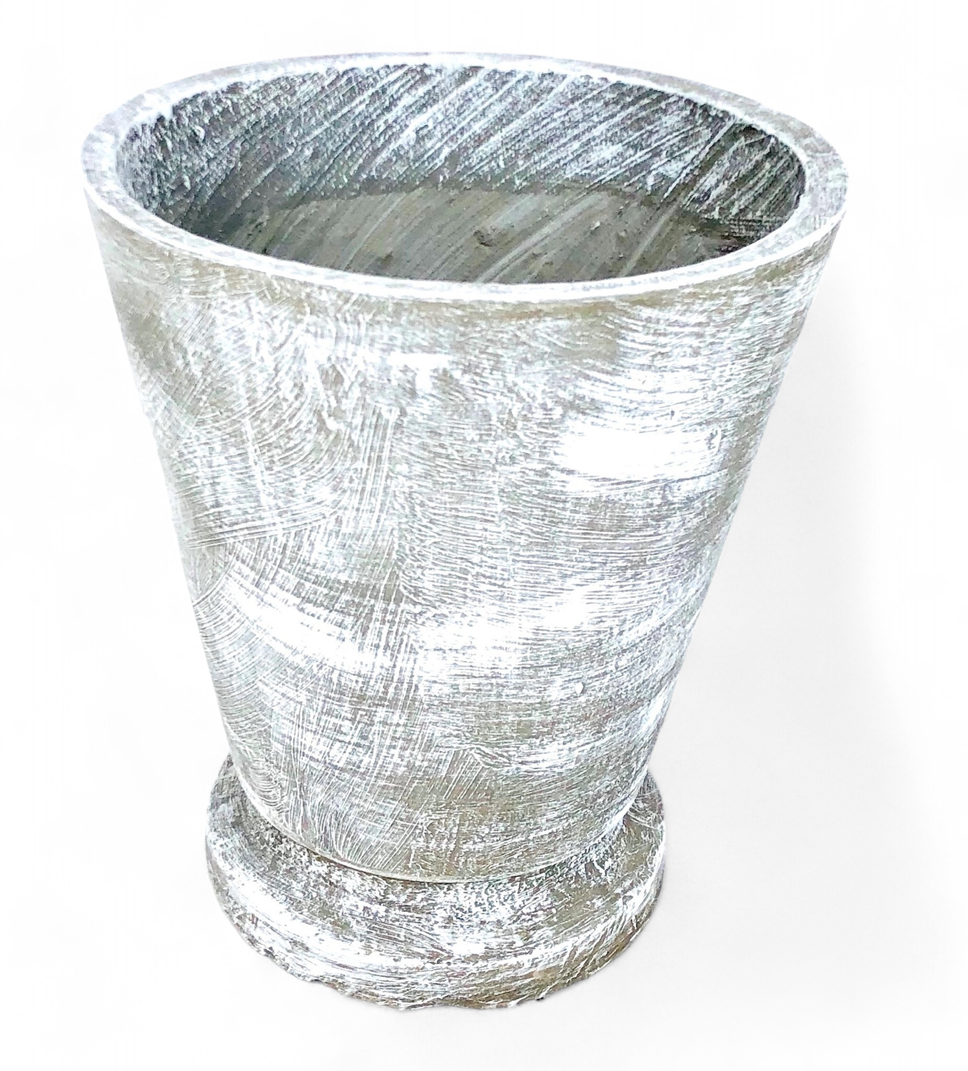 Edden Pot Large Whitewash Finish - H480mm x W420mm - 15kg