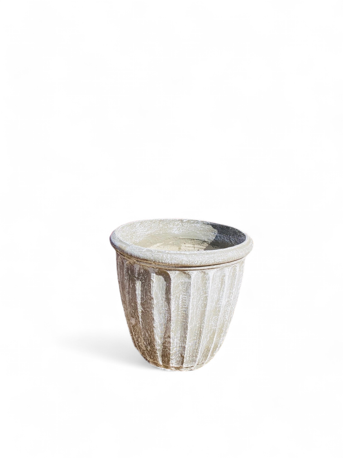 Alfred Pot Large Whitewash Finish - H430mm x W470mm - 15Kg