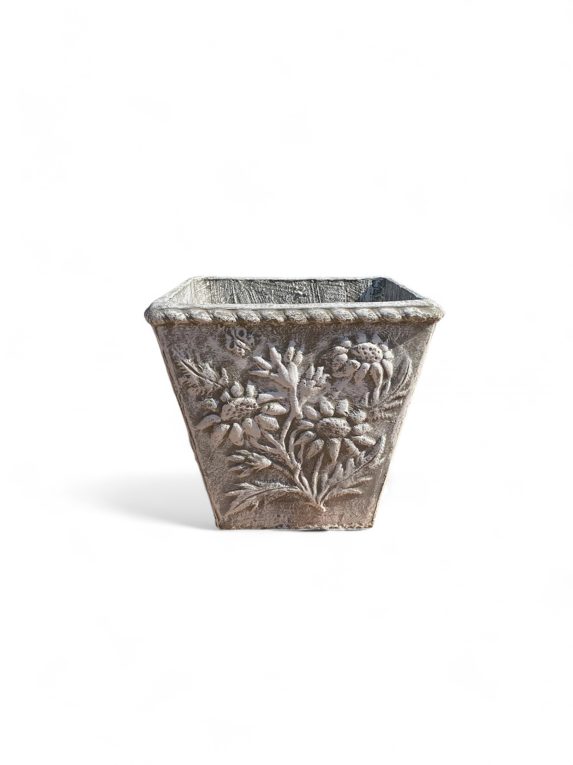 Sunflower Pot Medium Whitewash Finish - H510mm x W530mm - 33kg