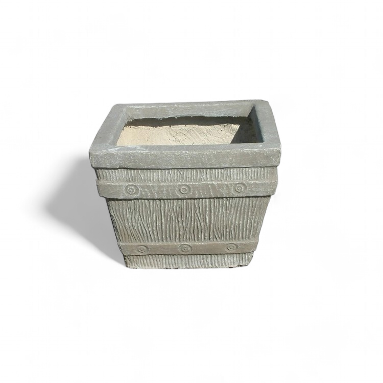 Square Sleeper Pot Small Whitewash Finish - L500mm x H400mm - 29kg