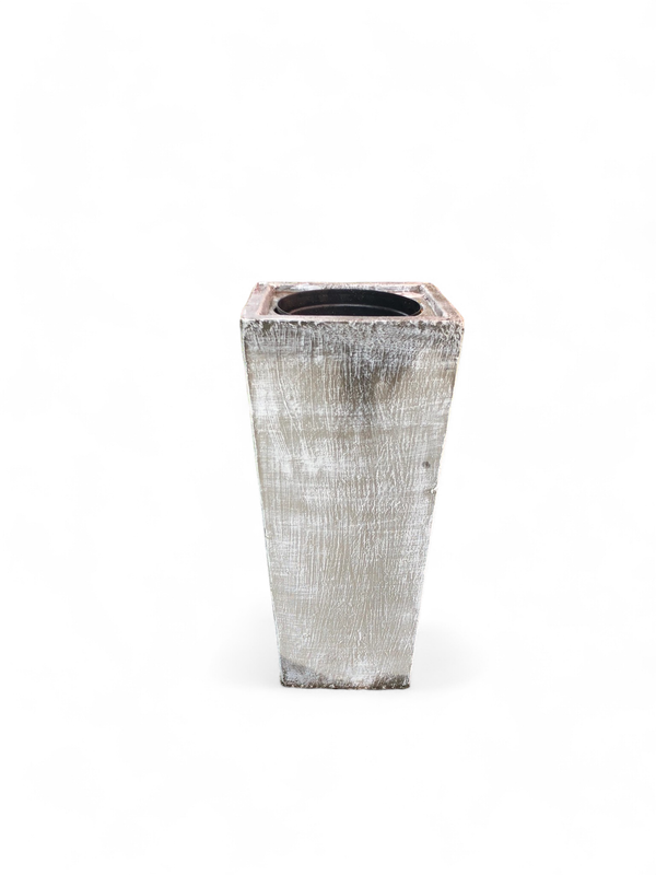 Square Slim Pot with Liner Medium Whitewash Finish - L702mm x W330 - 37kg