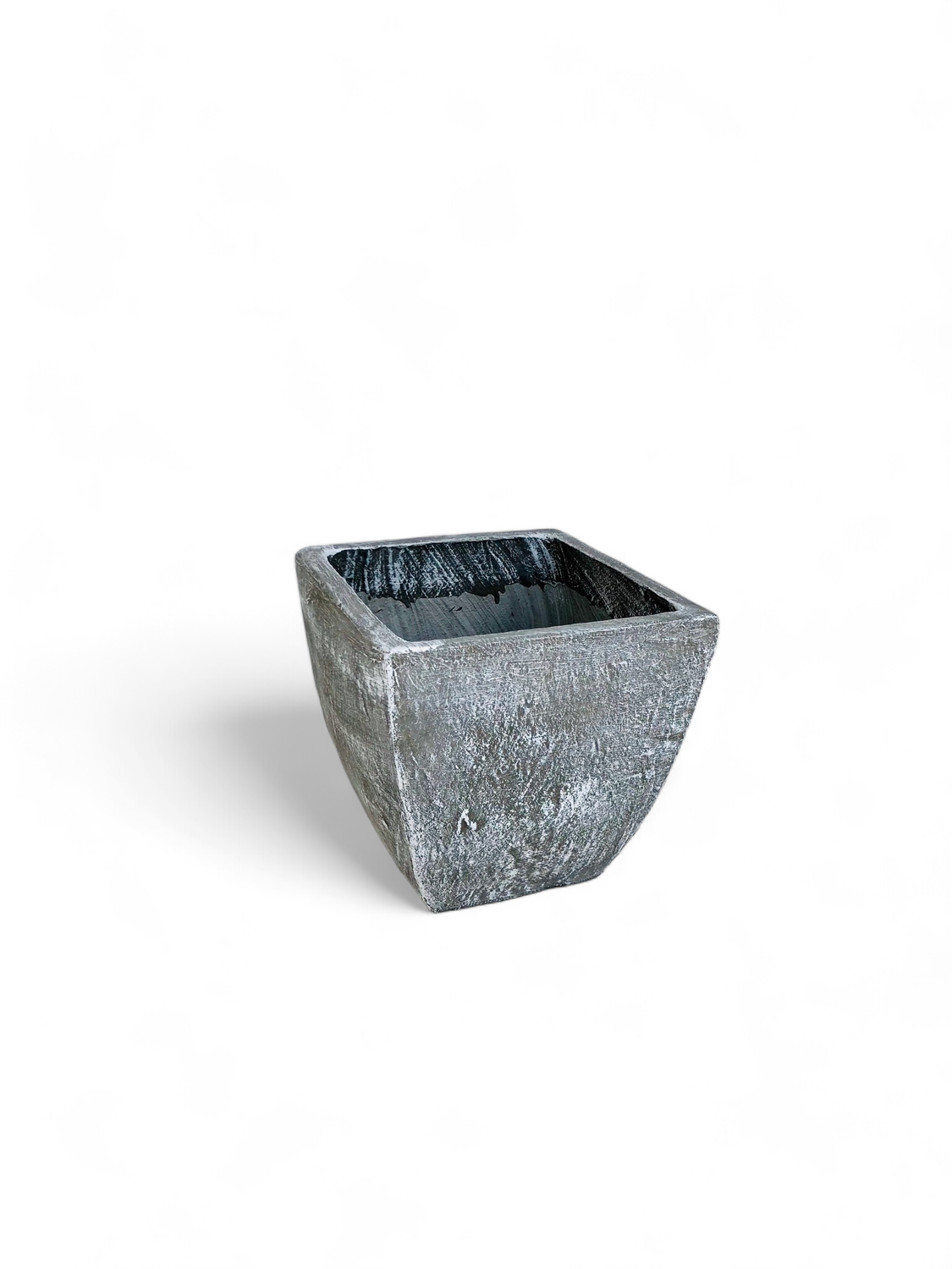 Square Bulge Cactus Pot Medium Whitewash Finish - H300mm x W300mm - 10kg