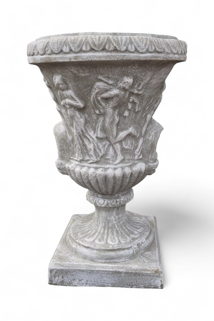 Dancing Ladies Scroll Urn Whitewash Finish - H860mm x W550mm - 58kg