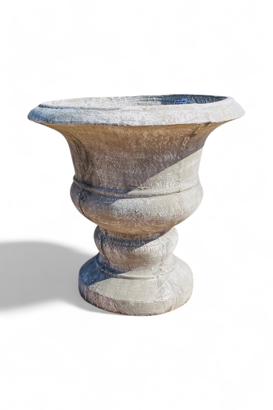 Italian Urn Whitewash Finish - H700mm x Top W700mm x Base W400mm - 49Kg