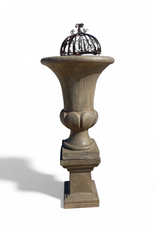 Joshua Urn Medium on Square Weathered Grey Finish Complete -   H1.4m x W670mm  - 99kg