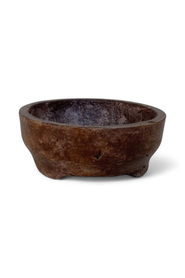 Acacia Bonsai Round Planter Brown Clay Finish - H85mm x W220mm - 2.5kg