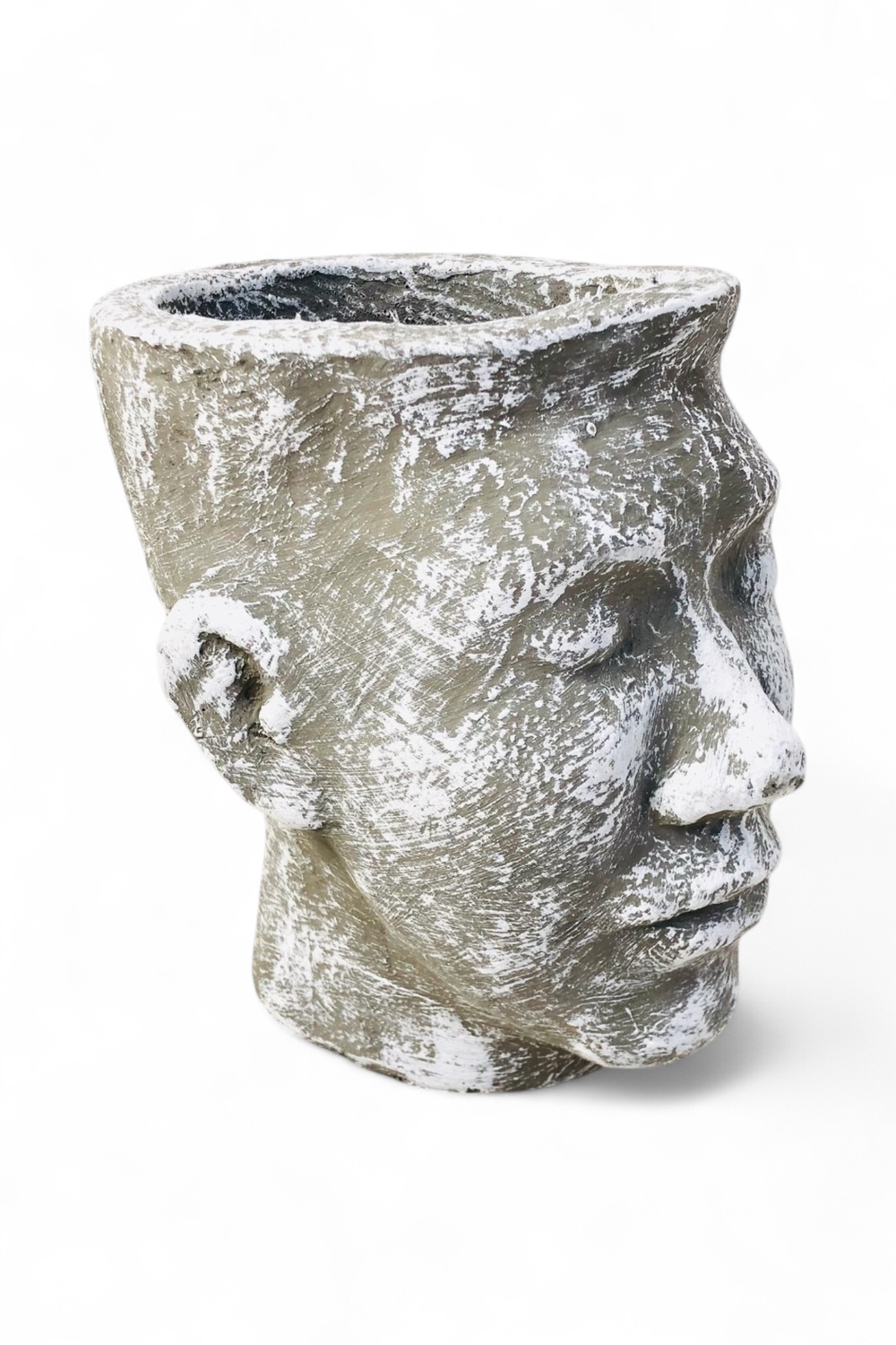 Half Head Planter Medium Whitewash Finish - H240mm x W150mm - 2.86kg