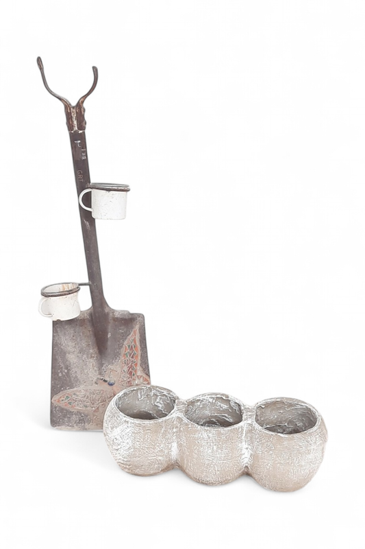 Trio Pot Whitewash Finish - H180mm x L500mm - 9.5kg