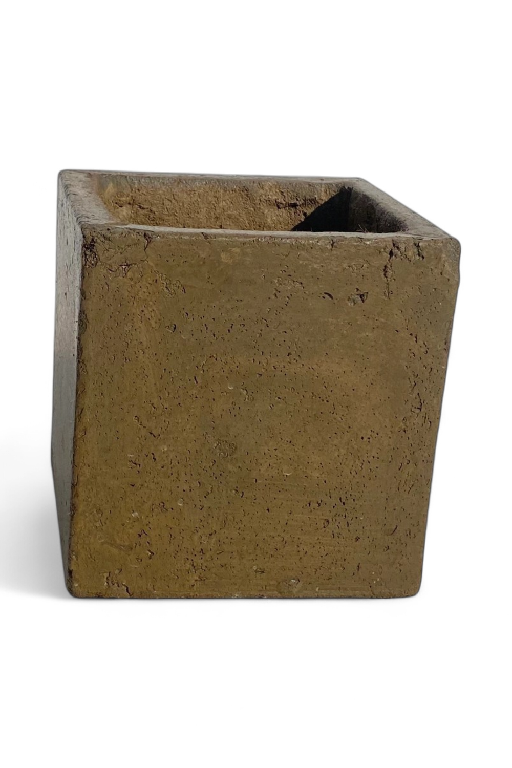 Decorative Square Cacti Pot Small Rustic Antique Amber Finish - 155mm x W150mm - 3kg