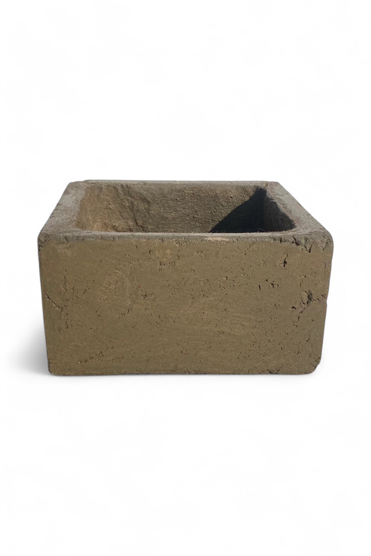 Decorative Square Cacti Pot Large Rustic Antique Amber Finish - H100mm x W200mm - 4kg