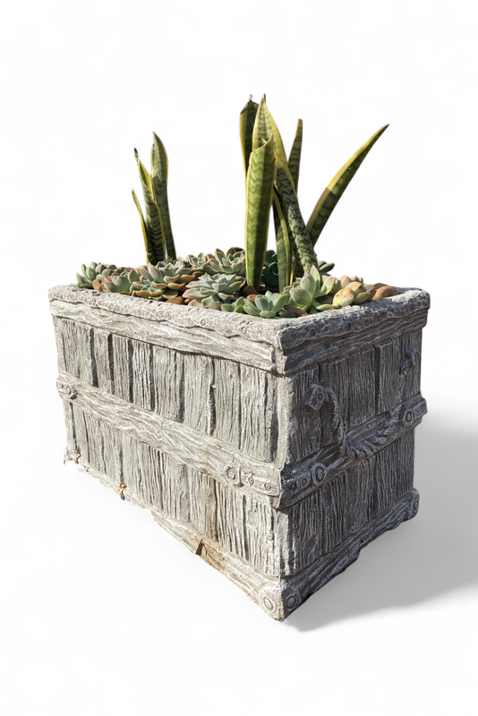 Large Crate Planter Whitewash Finish - L850mm x W500mm x H540mm - 85kg