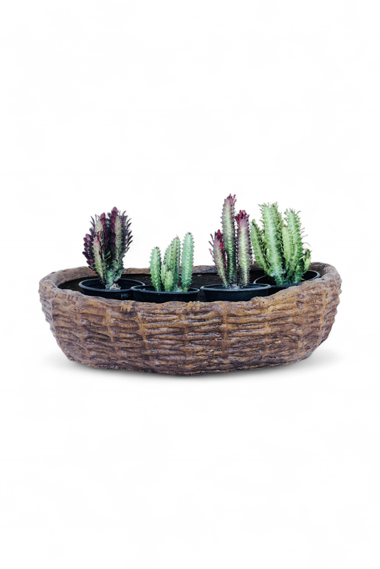 Medium Woven Planter Honeyclay Finish - L730mm x H140mm x W530mm - 20kg