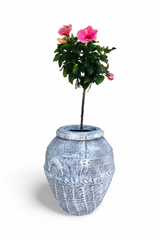 Woven Rope Planter Whitewash Finish L:580 H:650 W:580 - 33kg