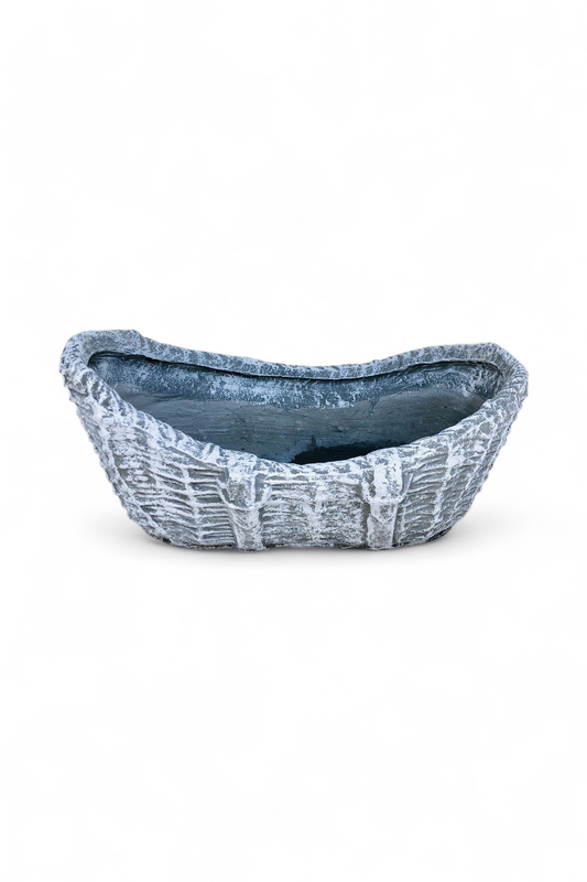 Woven Crib Planter Whitewash Finish - L750mm x W480mm x H180mm - 19kg