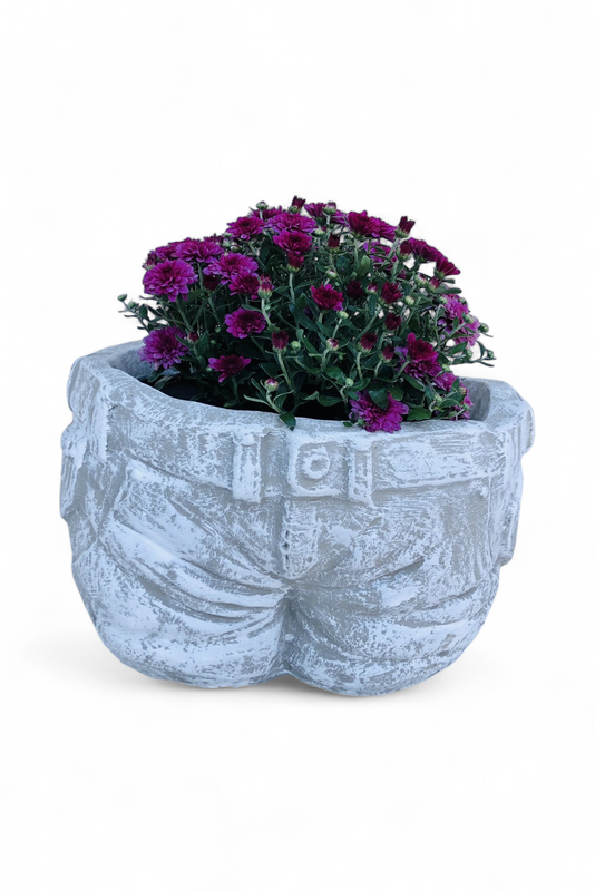 Half Jean Planter Whitewash Finish - L440mm x W390mm x H250mm - 14kg