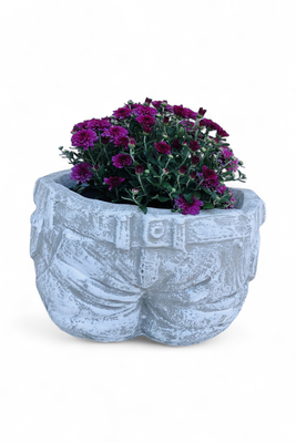 Half Jean Planter Whitewash Finish - L440mm x W390mm x H250mm - 14kg