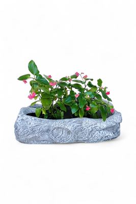 Flat Log Planter Whitewash Finish - L500mm x W370mm x H345mm - 30kg