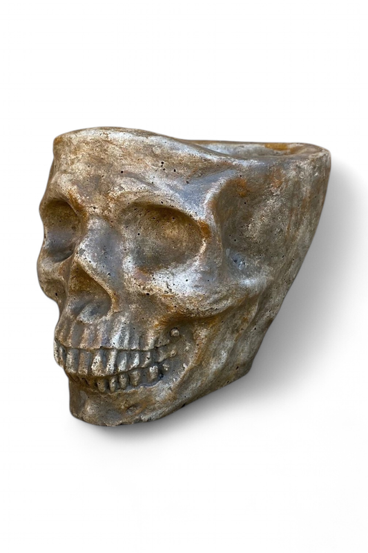 Plain Skull Planter Large Antique Amber Finish - H135mm x W135mm