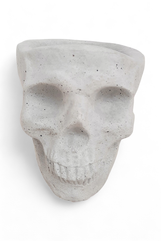 Plain Skull Planter Large Cement Finish - H135mm x W135mm