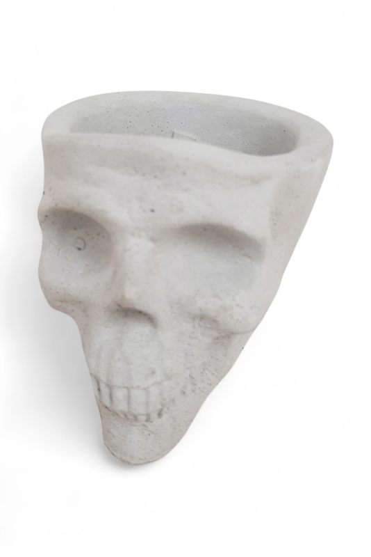 Plain Skull Planter Small Cement Finish - H95mm x W95mm