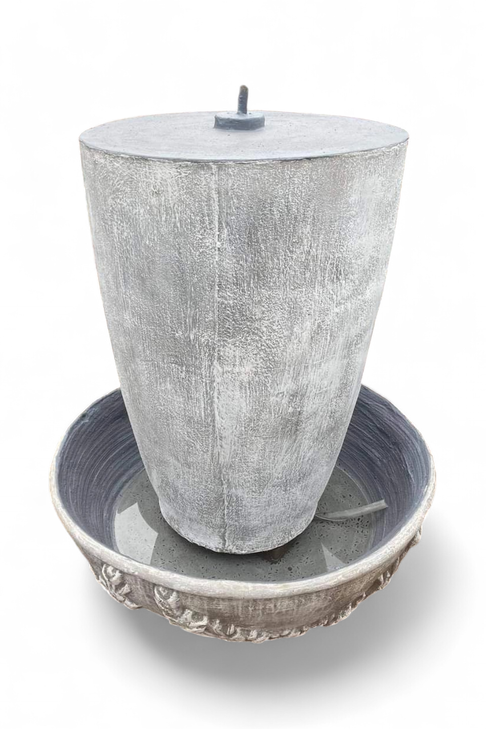 Bergmann&#39;s Fountain In Bowl Whitewash Finish - H1410mm (Excluding Pump)