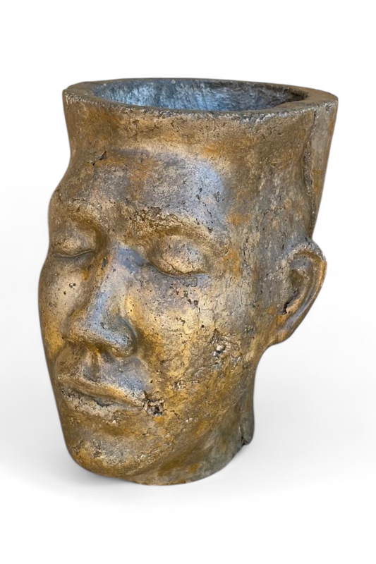 Adam Head Planter Antique Amber Finish - H240mm x W150mm - 3kg