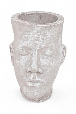Adam Head Planter Whitewash Finish - H240mm x W150mm - 3kg