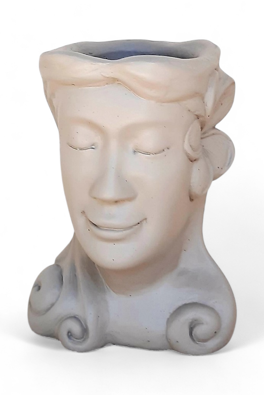 Fran Head Planter Cement Colour Finish - H260mm x W200mm - 6kg