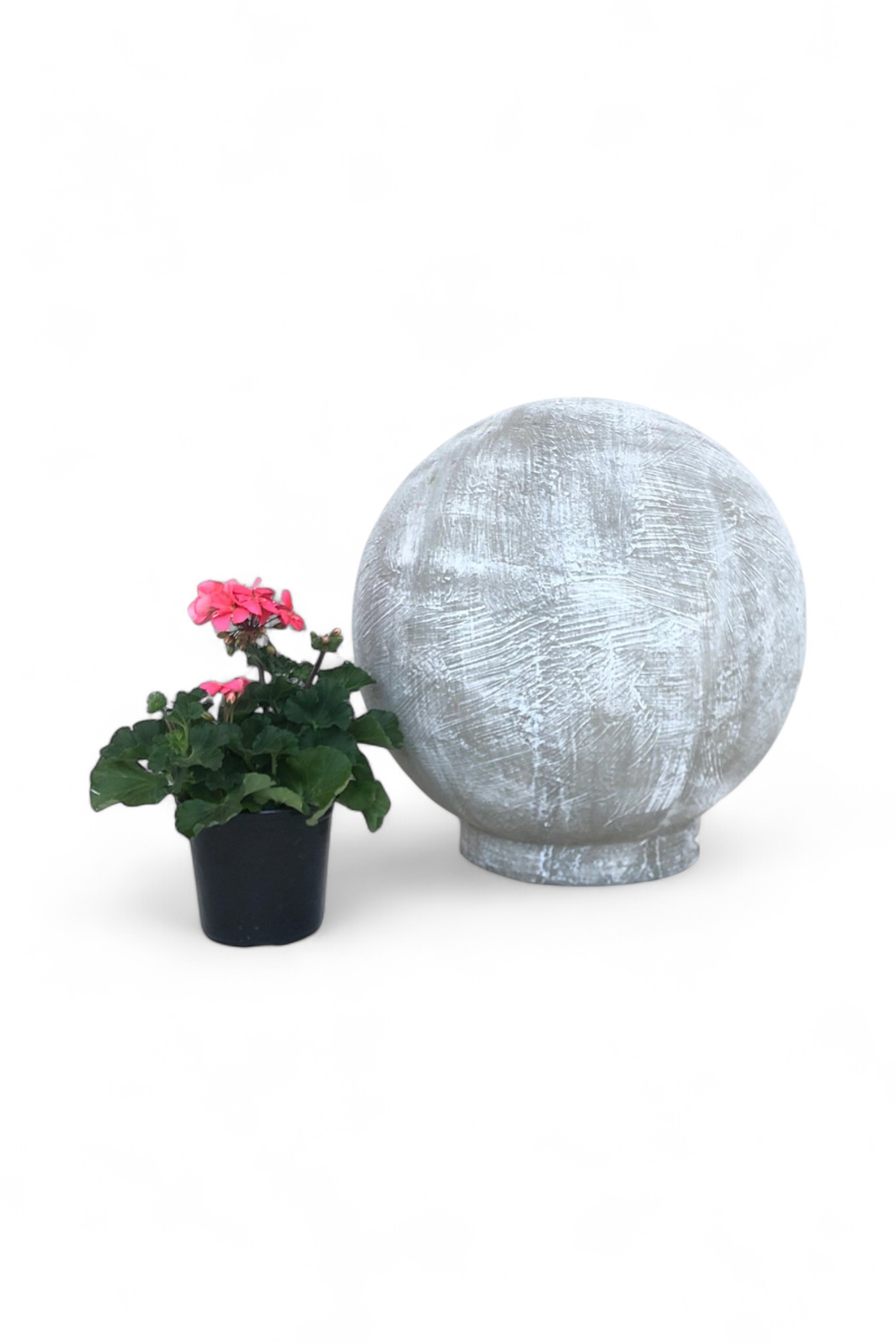Fountain Ball Large Whitewash Finish - H500mm x W480mm - 20kg - Hollow Lightweight