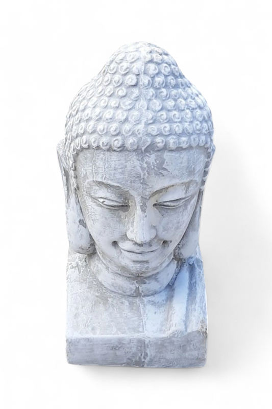 Buddha Head Whitewash Finish - H500mm - 13kg