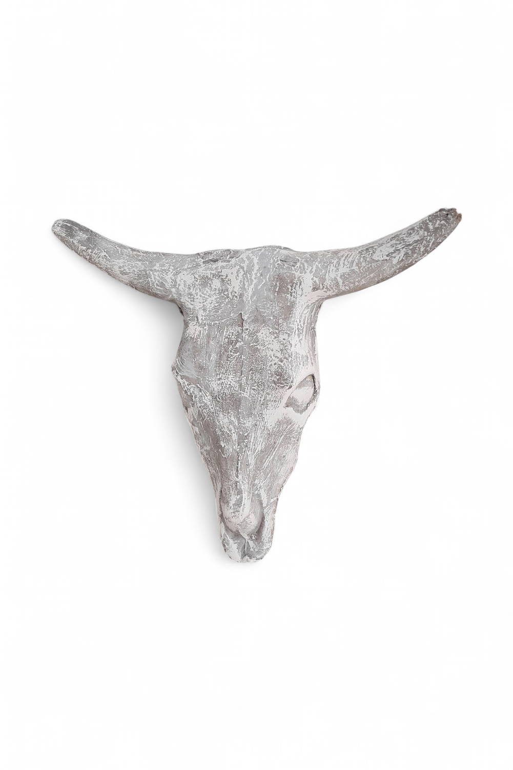 Cattle Head Wall Mount Whitewash Finish - H400mm x W490mm - 11kg