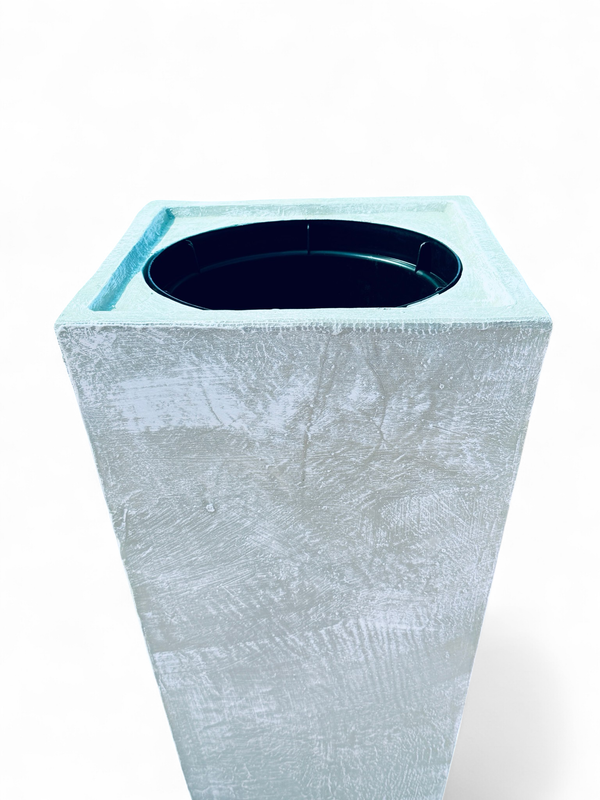 Square Slim Pot Ball Fountain X-Large White Wash Finish H1500mm - W510mm (Excluding PC 1000 Pump)