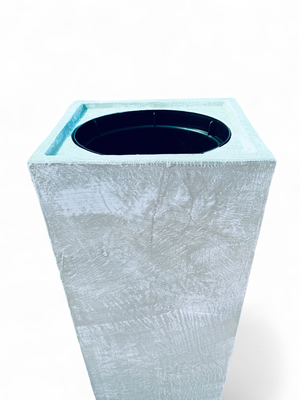 Square Slim Pot Ball Fountain X-Large White Wash Finish H1500mm - W510mm (Excluding PC 1000 Pump)