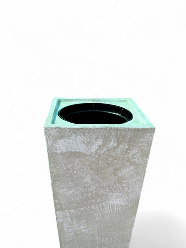 Square Slim Pot Ball Fountain Large White Wash Finish H1240mm - W420mm (Excluding PC-1000 Pump)