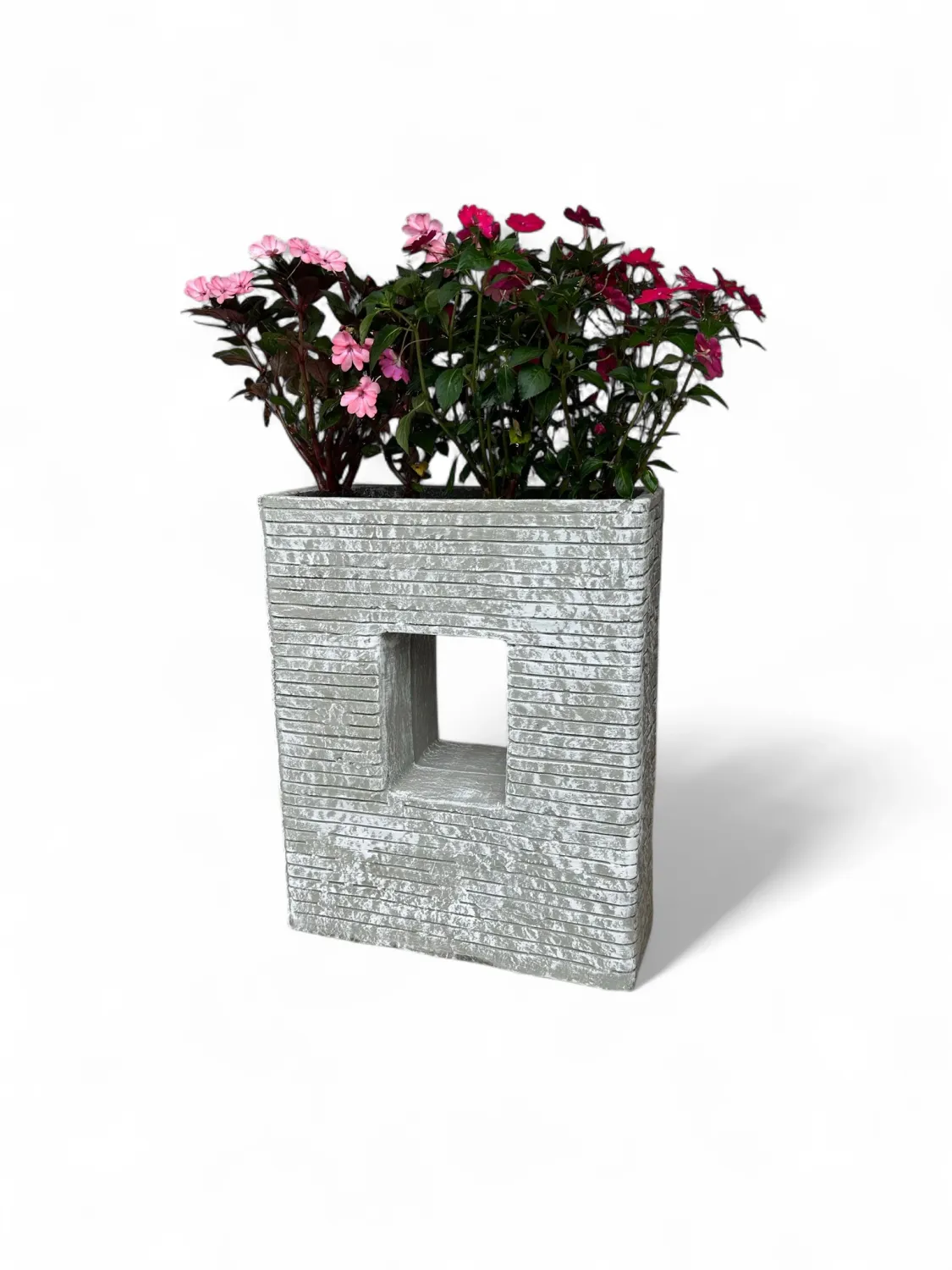 Designer Planter With Hole Whitewash Finish H770mm x L625mm x W260mm