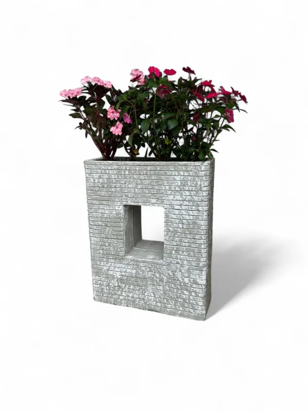 Designer Planter With Hole Whitewash Finish H770mm x L625mm x W260mm