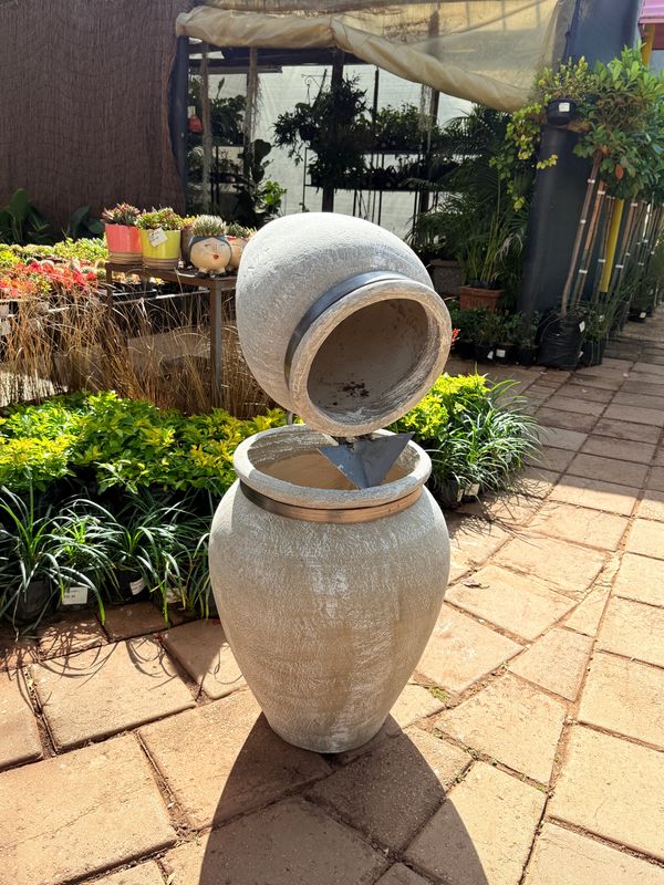 Turkish Jar Double Fountain Whitewash Finish H1000mm x W440mm (Excluding PH-1500 Pump)
