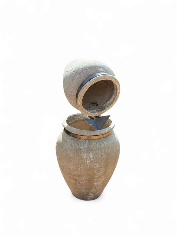 Turkish Jar Double Fountain Whitewash Finish H1000mm x W440mm (Excluding PH-1500 Pump)