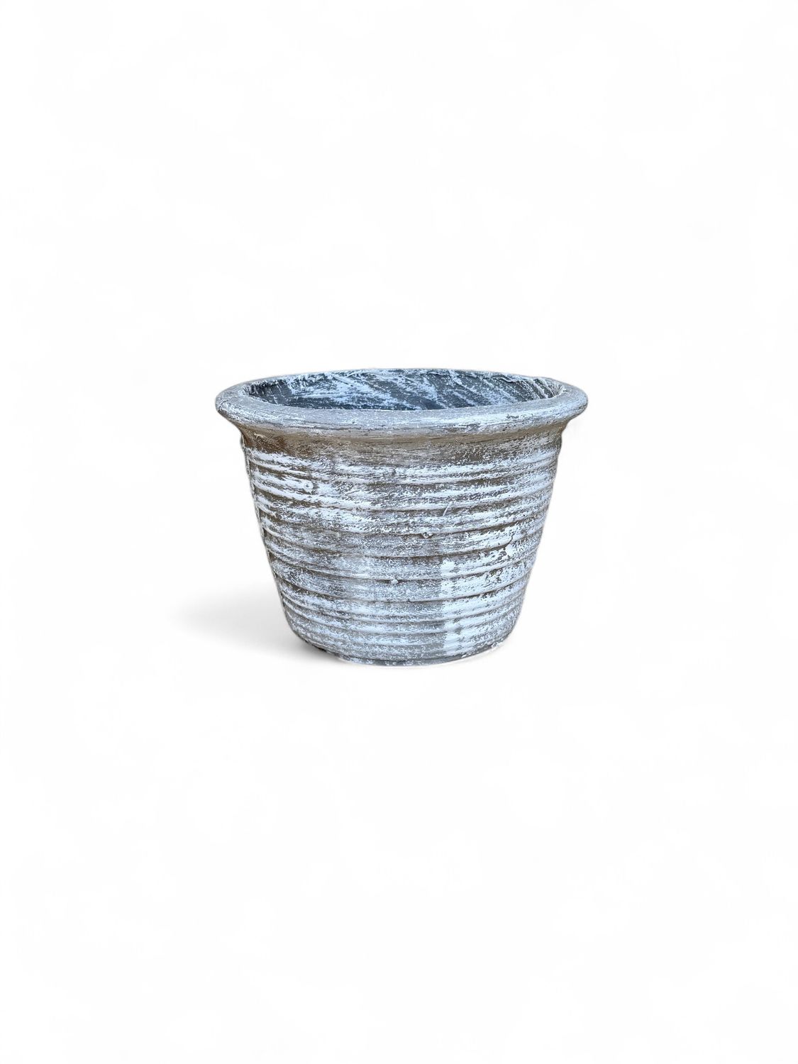 Louvre Pot Small Whitewash Finish - H220mm x W310mm - Mouth230mm 6kg