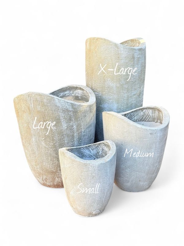 Zip Vase Small Whitewash Finish - H334mm - 12kg