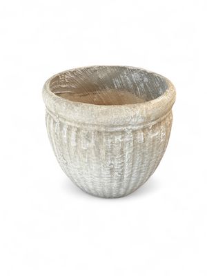Round Wave Pot Medium Whitewash Finish - H280mm x W320mm - 7kg