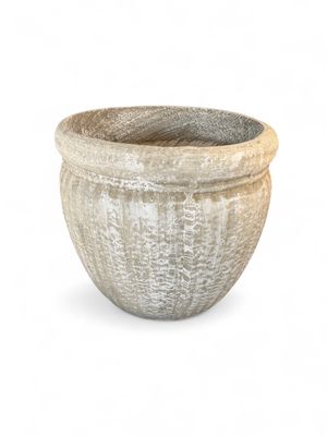 Round Wave Pot Large Whitewash Finish - H350mm x W390mm - 12kg