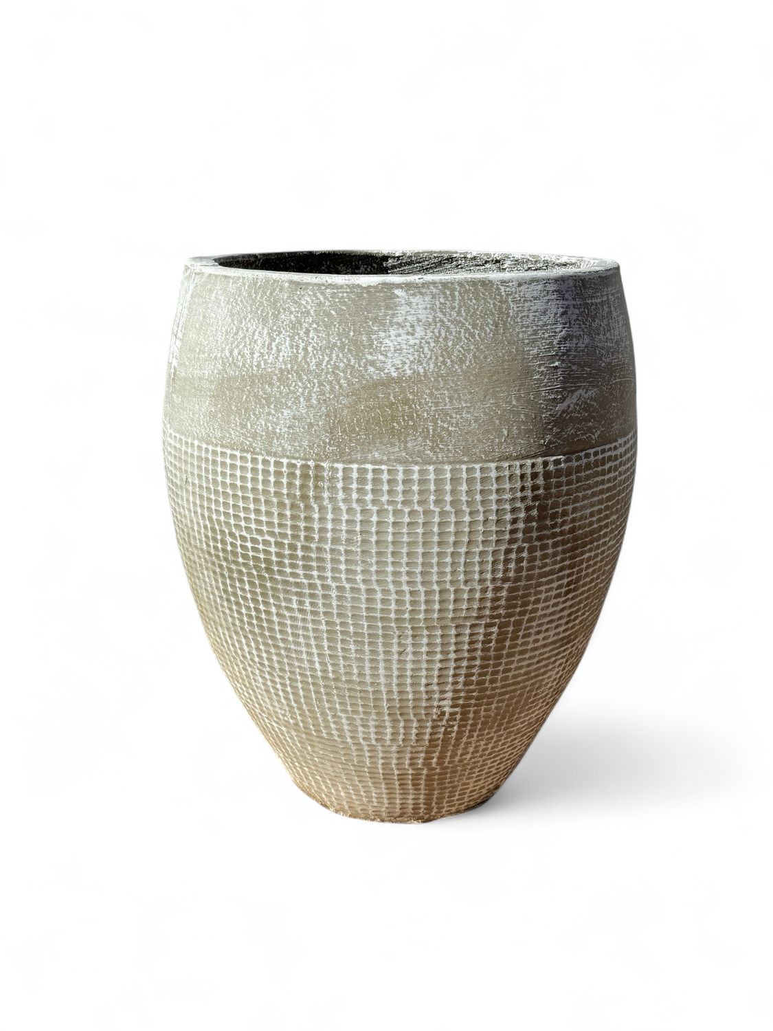 Anja Pot Large Whitewash Finish - H600mm x W470mm - 21kg
