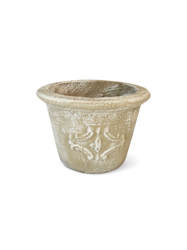 Adria Pot Small Whitewash Finish - H220mm x W320mm - 5.8kg