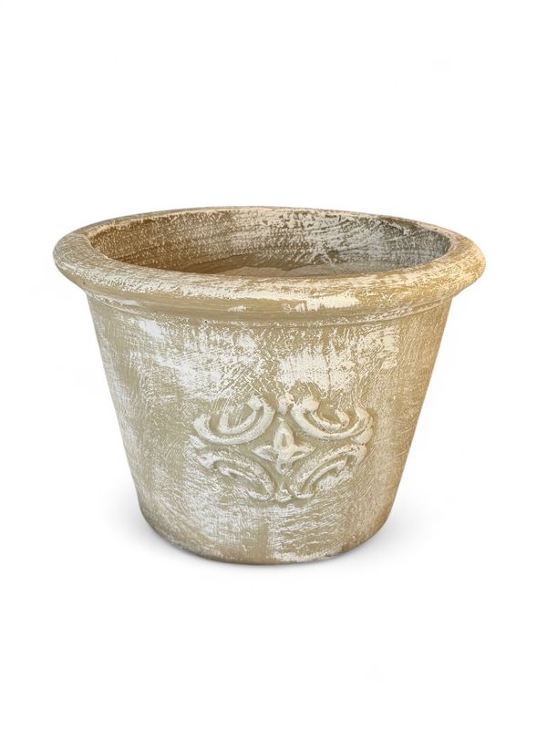 Adria Pot Medium Whitewash Finish - H340mm x W480mm - 13kg