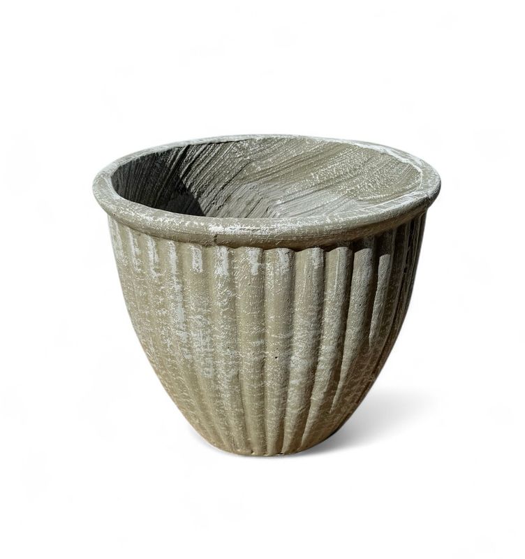 Stripe Pot Medium Whitewash Finish - H310mm x W330mm - 8kg