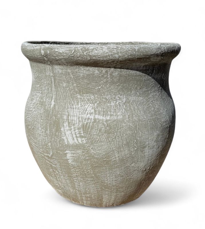 Fatso Flower Pot Large Whitewash Finish - H640mm x W610mm - 48kg