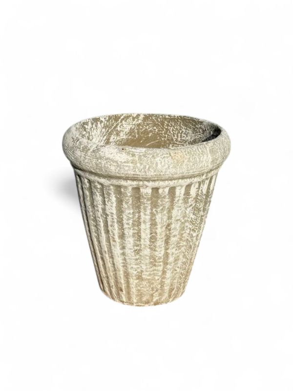 Wave Pot Small Whitewash Finish - H250mm x W220mm - 5kg